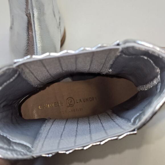 Chinese Laundry Metallic Silver Block Heel Western Boots Festival Disco Glam 10 - Picture 12 of 15